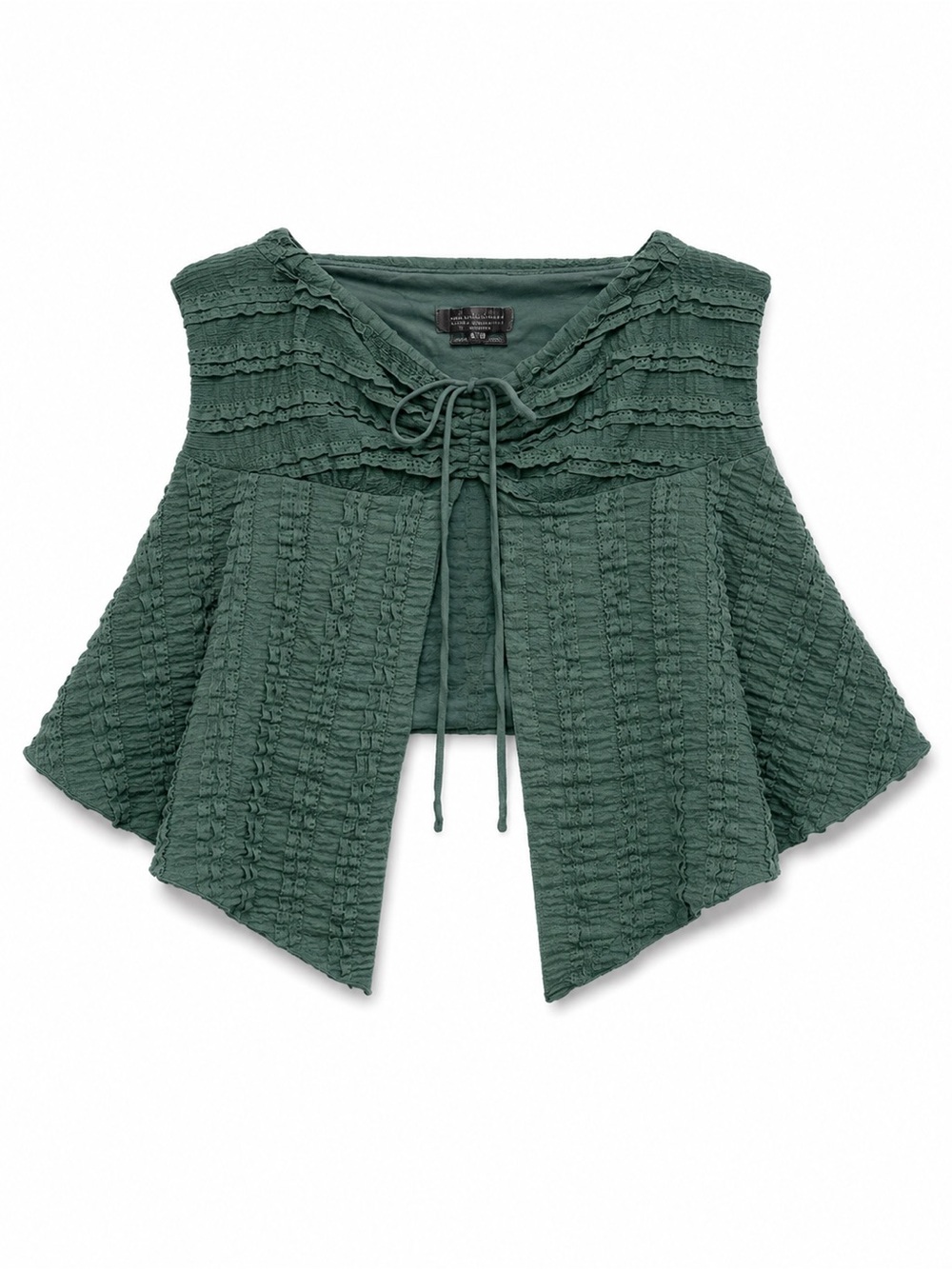 Urban Outfitters Green Textured Tie-Front Shrug